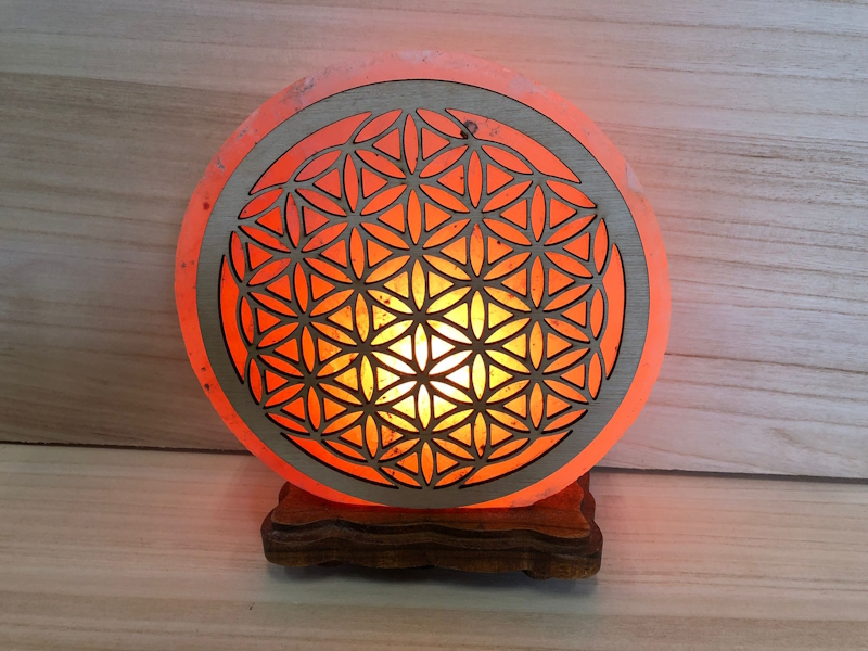 Lámpara sal 3D Flor de la Vida